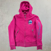 J- Vintage Ed Hardy Winner Takes All Bedazzled Skull Sherpa Lined Hoodie - XS