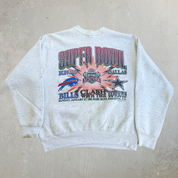 J- Vintage '93 NFL Super Bowl 27 Bills Clash With The Cowboys Graphic Made In USA Crewneck - L