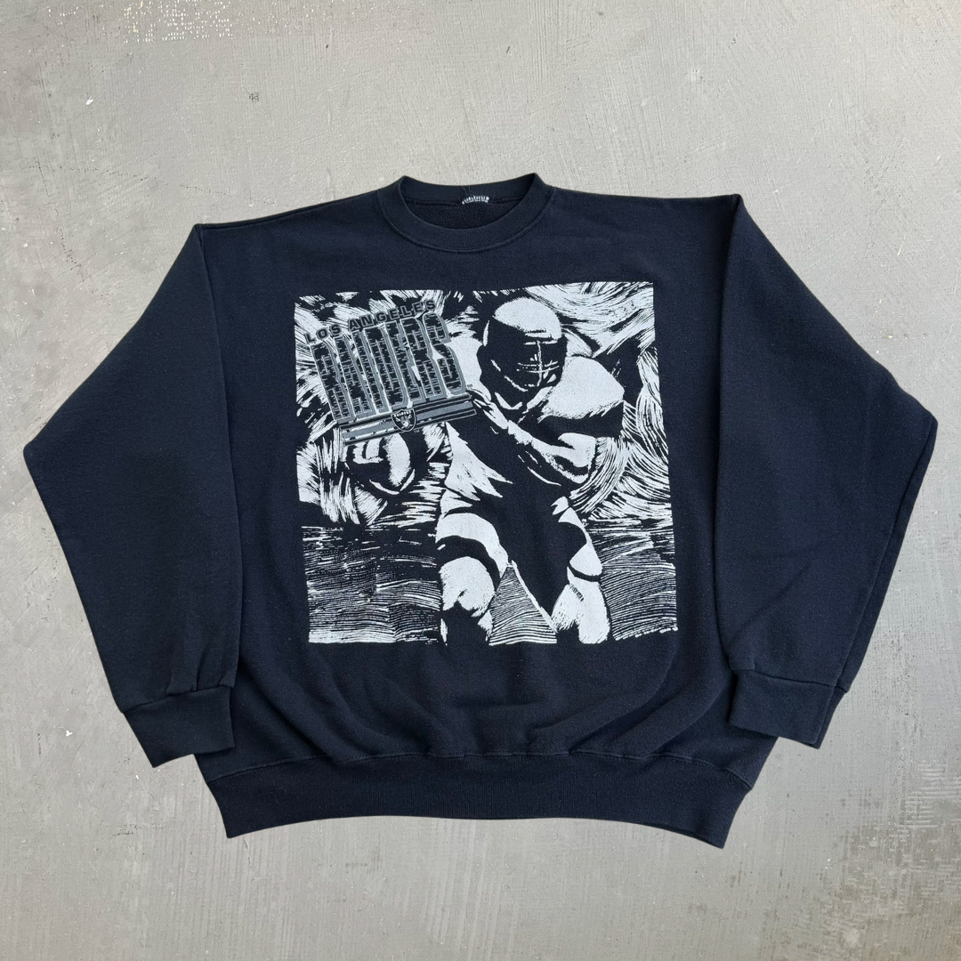J- Vintage Los Angeles Raiders NFL Graphic & Logo Crewneck - L