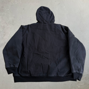 J- Vintage Walls Quilt Blanket Lined Black Canvas Hooded Work Jacket - XL