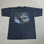 J- Vintage 90s Mount Washington Eagle & Motorcycle Live Free Or Die Graphic Single Stitch Tee - L
