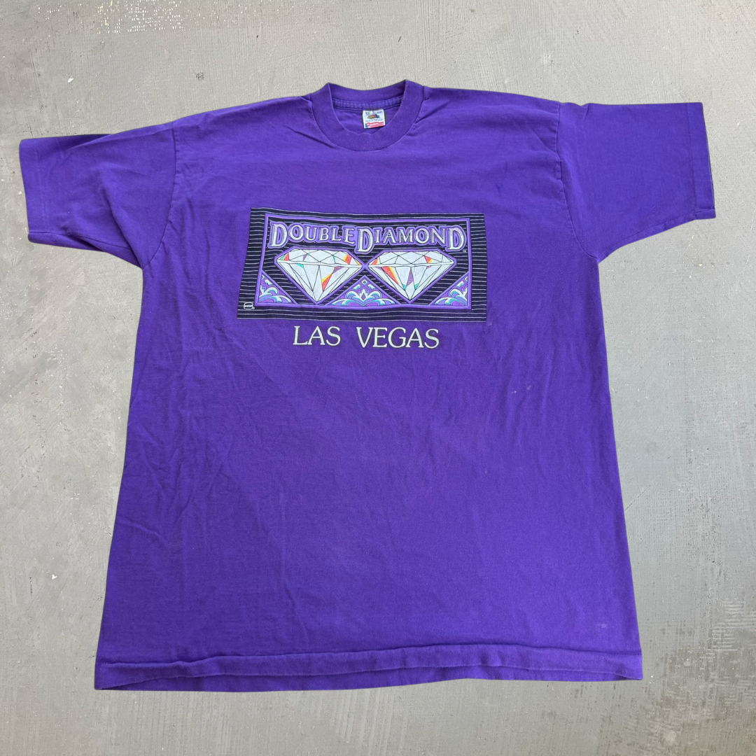 J- Vintage Double Diamond Las Vegas Graphic Made In USA Single Stitch Tee - 2XL