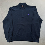 F- Vintage 90s Polo Ralph Lauren Quarter Zip Knit Sweater - XL