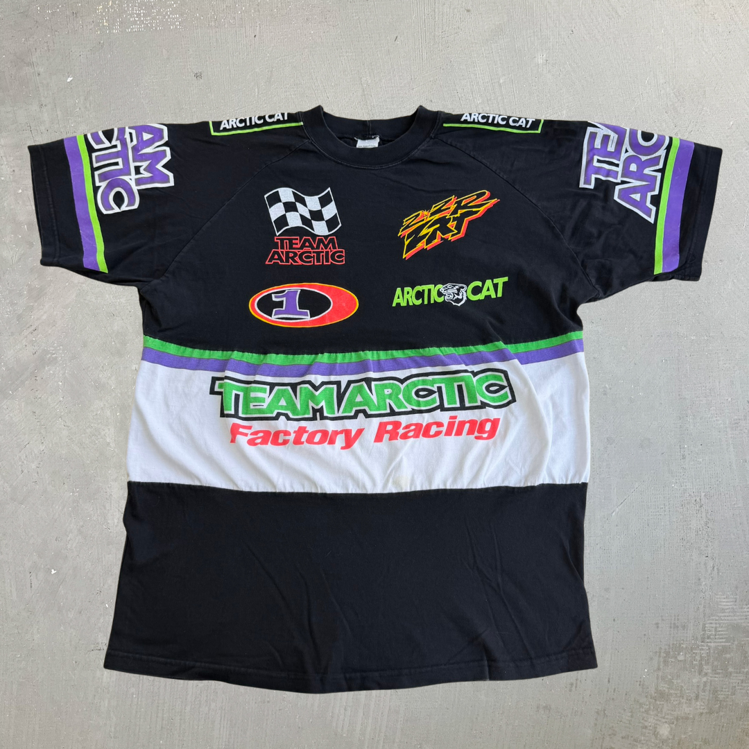J- Vintage 90s Team Artic Factory Racing Jumbo Print Graphic Made In USA Tee - XL