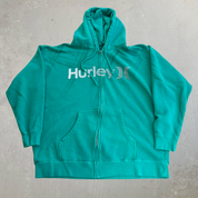 J- Vintage Hurley Logo Text Zip Up Hoodie - XL