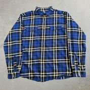 Vintage 90s Polo RL Plaid Blue Button Down Flannel Shirt - 2XL