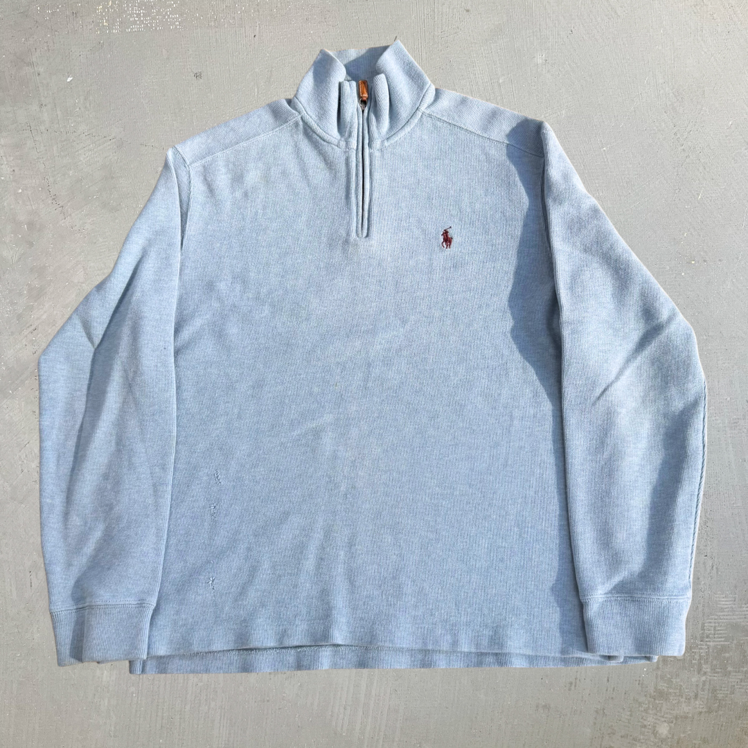 Vintage 90s Polo RL Embroidered Logo Quarter Zip Crewneck - M