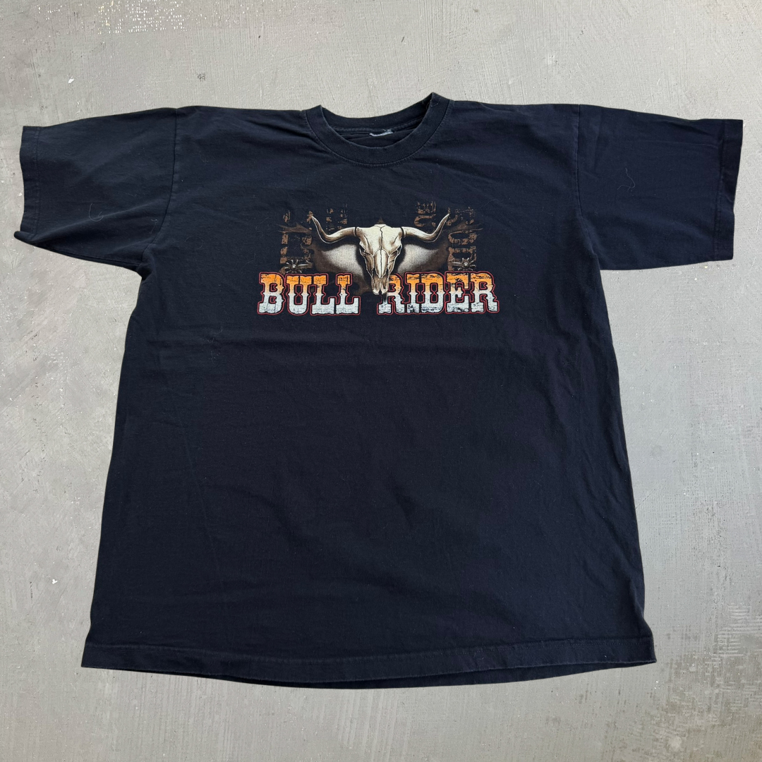 J- Vintage Bull Rider Cowboy Graphic & Text Tee - XL