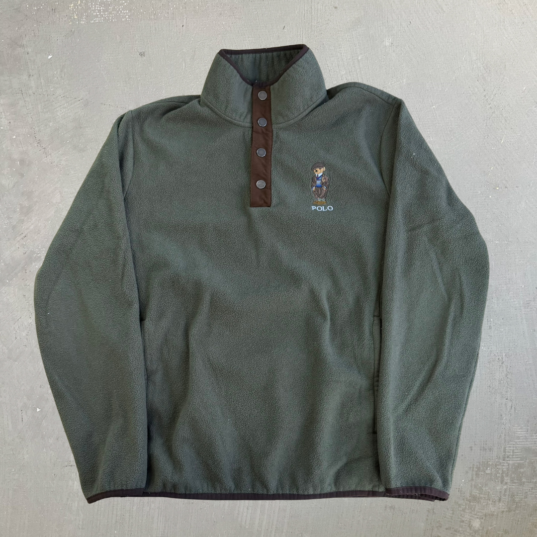 Polo RL Embroidered Heritage Polo Bear Button T-Snap Polar Fleece - M