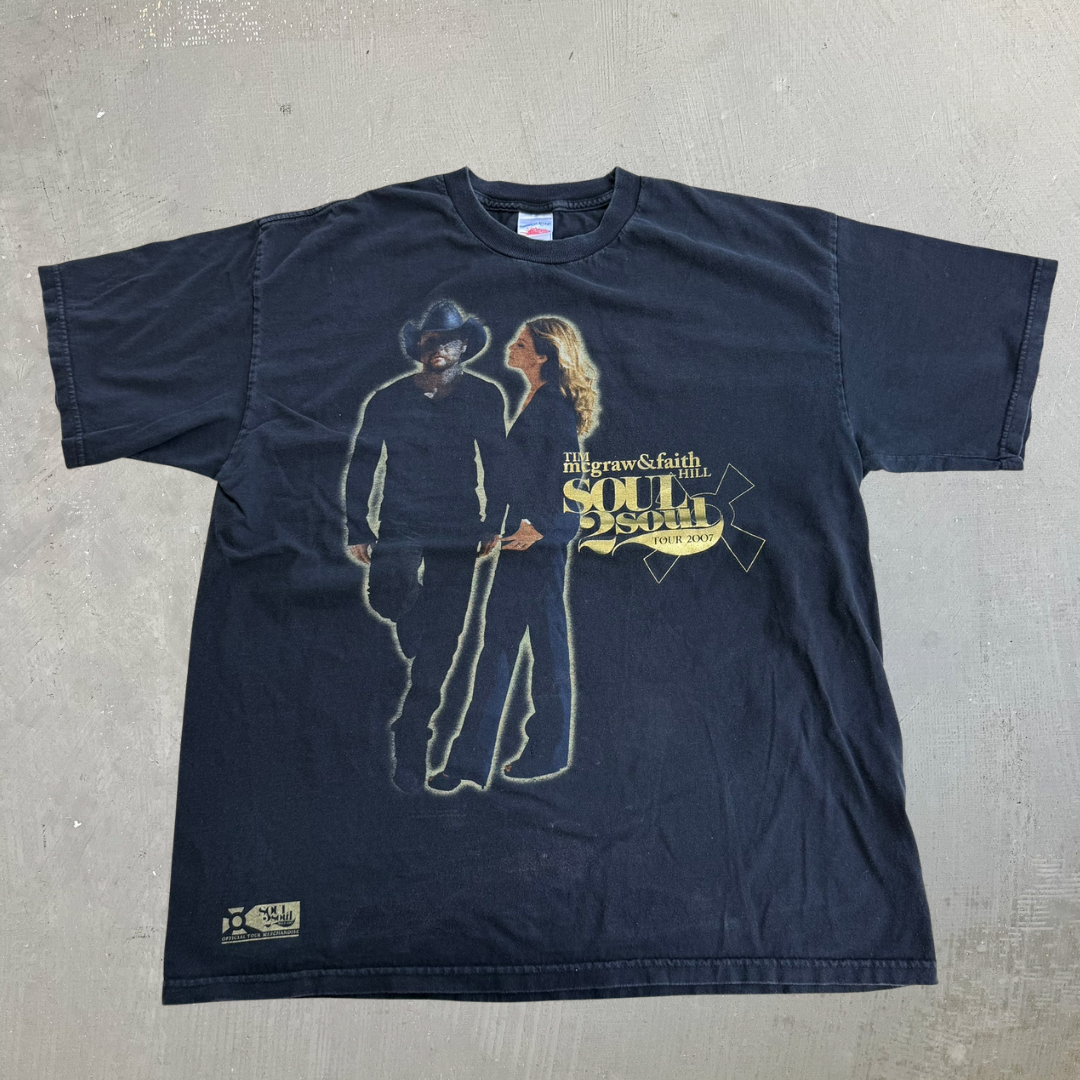 J- Vintage '07 Tim McGraw & Faith Hill Soul2Soul Tour Picture Tee - XL
