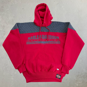 J- Vintage '91 Harley Davidson Motorcycle Text Made In USA Lee Tag Pullover Hoodie - M