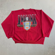 Vintage '93 Indiana Hosiers Road To The Finals NCAA Final Fours Graphic Logo 7 Made In USA Crewneck - XL