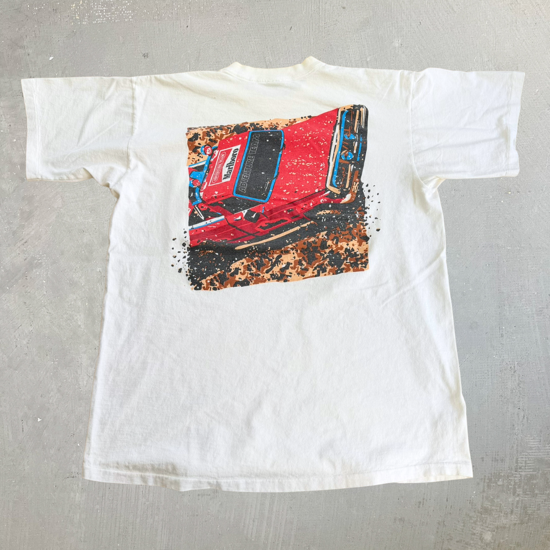 J- Vintage Marlboro Adventure Team Race Car Graphic Made In USA Single Stitch Pocket Tee - OSFA (fits L)