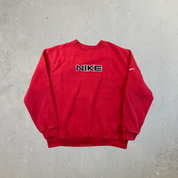 F- Vintage '00 Nike Embroidered Text Red Crewneck
