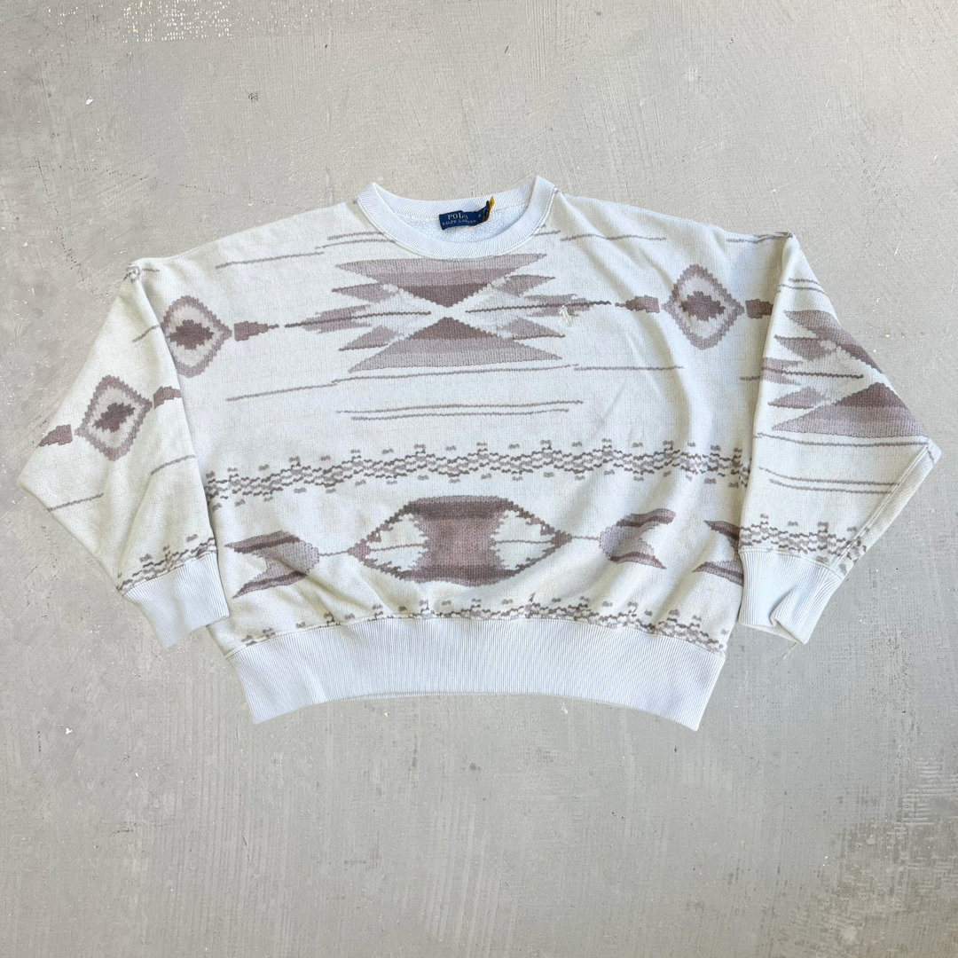 Vintage Polo RL Embroidered Logo South Western Pattern Crewneck - Women's M
