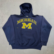 J- Vintage University Of Michigan Text Made In USA Hoodie - L