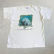 J- Vintage 90s Save The Manatees Wildlife Graphic Made In USA Single Stitch Tee - L