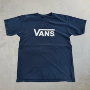 J- Vans Logo Text Navy Tee - L
