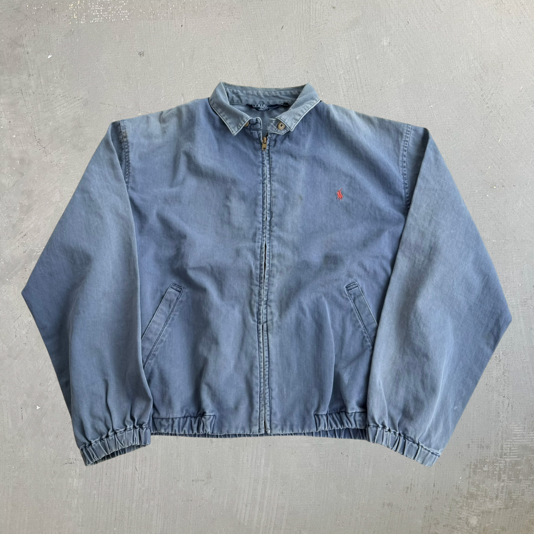 J- Vintage 90s Polo RL Embroidered Logo Made In USA Zip Up Harrington Jacket - L