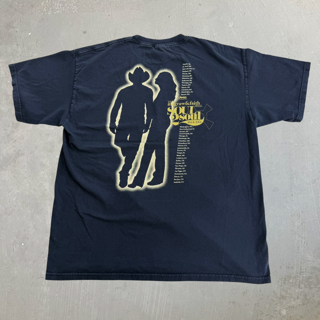 J- Vintage '07 Tim McGraw & Faith Hill Soul2Soul Tour Picture Tee - XL