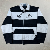 J- Vintage Polo Ralph Lauren Rugby Zip Up Rugby Sweatshirt - M