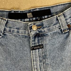 D- Vintage Marithé Francois Girbaud Embroidered Script Denim Carpenter Jorts