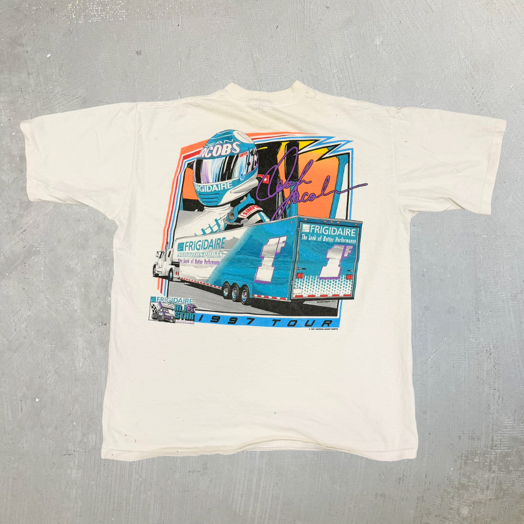 J- Vintage '97 Dean Jacobs Car Wooster Ohio Graphic Made In USA Single Stitch Tee - XL