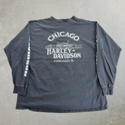 J- Vintage '99 Harley Davidson Chicago Illinois Made In USA Long Sleeve Tee - 2XL