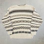 J- Vintage St Johns Bay Beige Patterned Knit Sweater - M