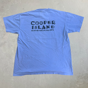 J- Vintage '93 Cooper Island Text & Graphic Made In USA Single Stitch Tee - L