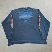 J- Vintage '00 Harley Davidson South Hampton Flame Logo & Text Made In USA Long Sleeve Tee - 2XL