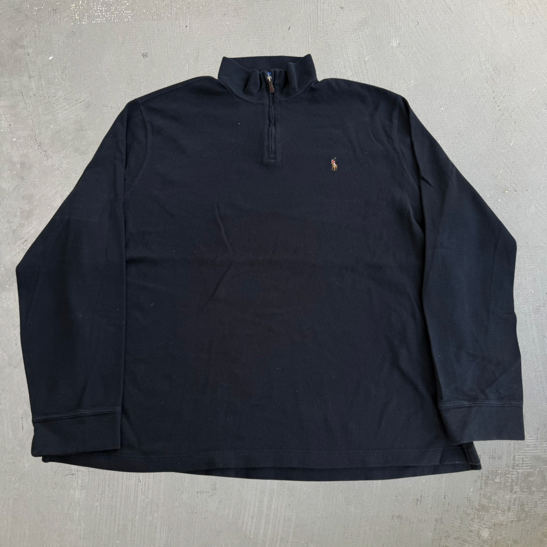 J- Vintage Polo RL Embroidered Logo Quarter Zip Knit Sweater - 2XL