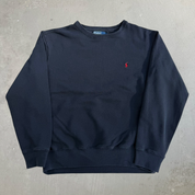 Vintage 90s Polo RL Embroidered Logo Black Crewneck - M
