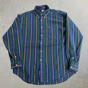 J- Vintage 90s Tommy Hilfiger Striped Button Down Shirt - L