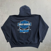 J- Vintage '98 Harley Davidson Reno Nevada Feel The Heat Graphic Hoodie - XL