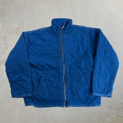 J- Vintage 90s Gap Blue Quilted Mock-Neck Zip Up Jacket - M