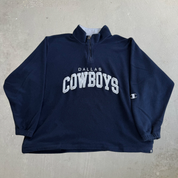 J- Vintage Dallas Cowboys NFL Champion Embroidered Text Quarter Zip Pullover Polar Fleece - XL