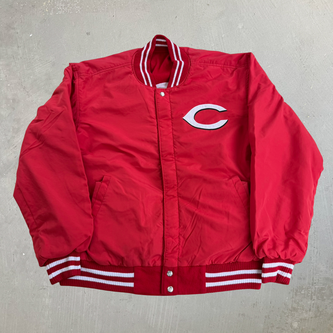 J- Vintage Cincinnati Reds MLB Jeff Hamilton Designs Reversible Bomber Jacket - 2XL