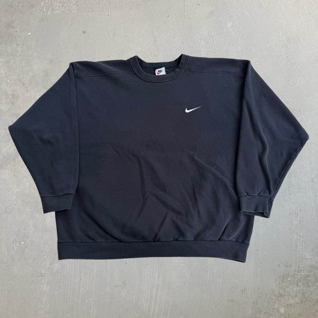 Vintage 90s Nike Embroidered Swoosh Black Crewneck - XL