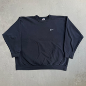 Vintage 90s Nike Embroidered Swoosh Black Crewneck - XL