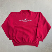 Vintage University Of Wisconsin Badgers Embroidered Logo & Text Crewneck - M