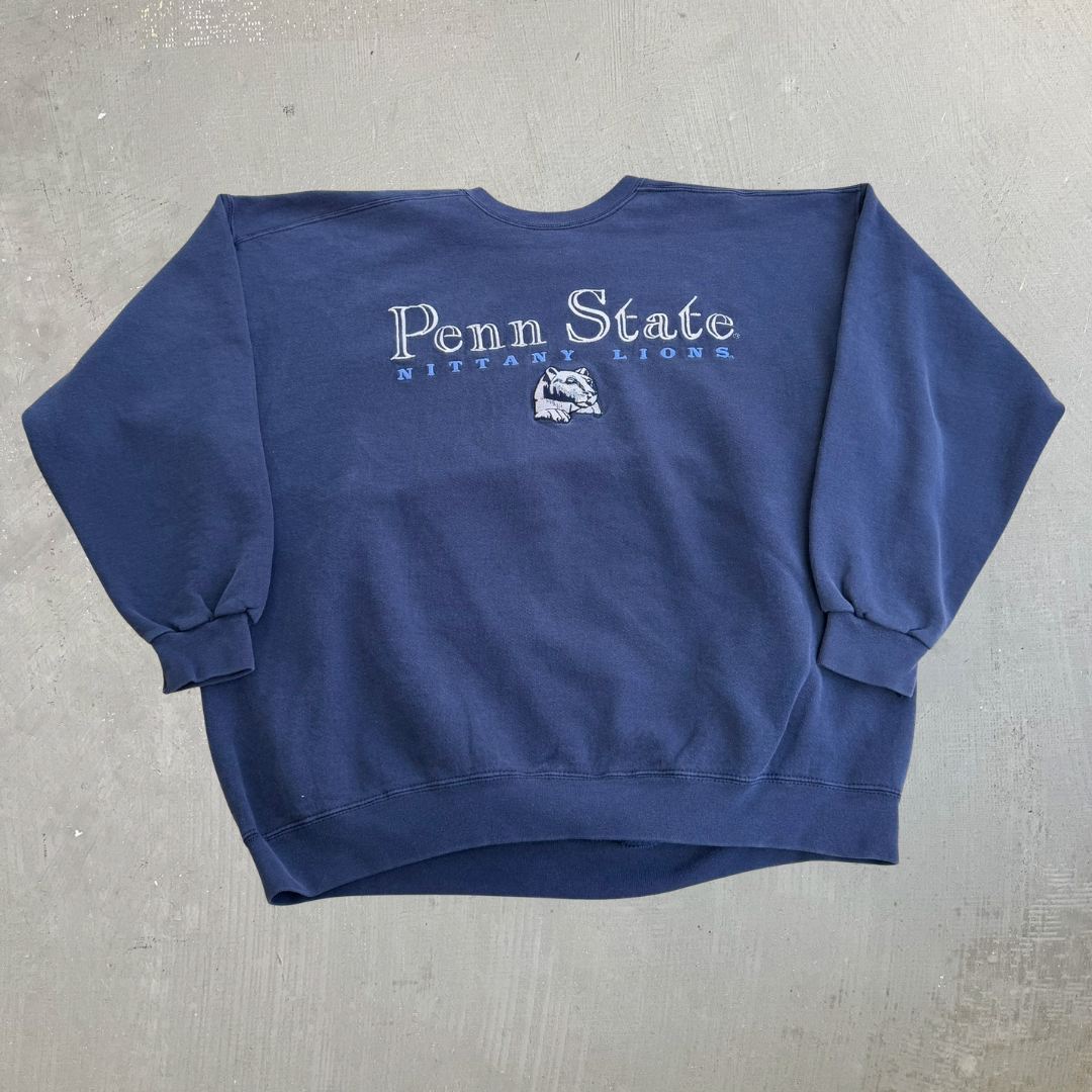 J- Vintage Penn State Nittany Lions Embroidered Logo & Text Made In USA Crewneck - 2XL