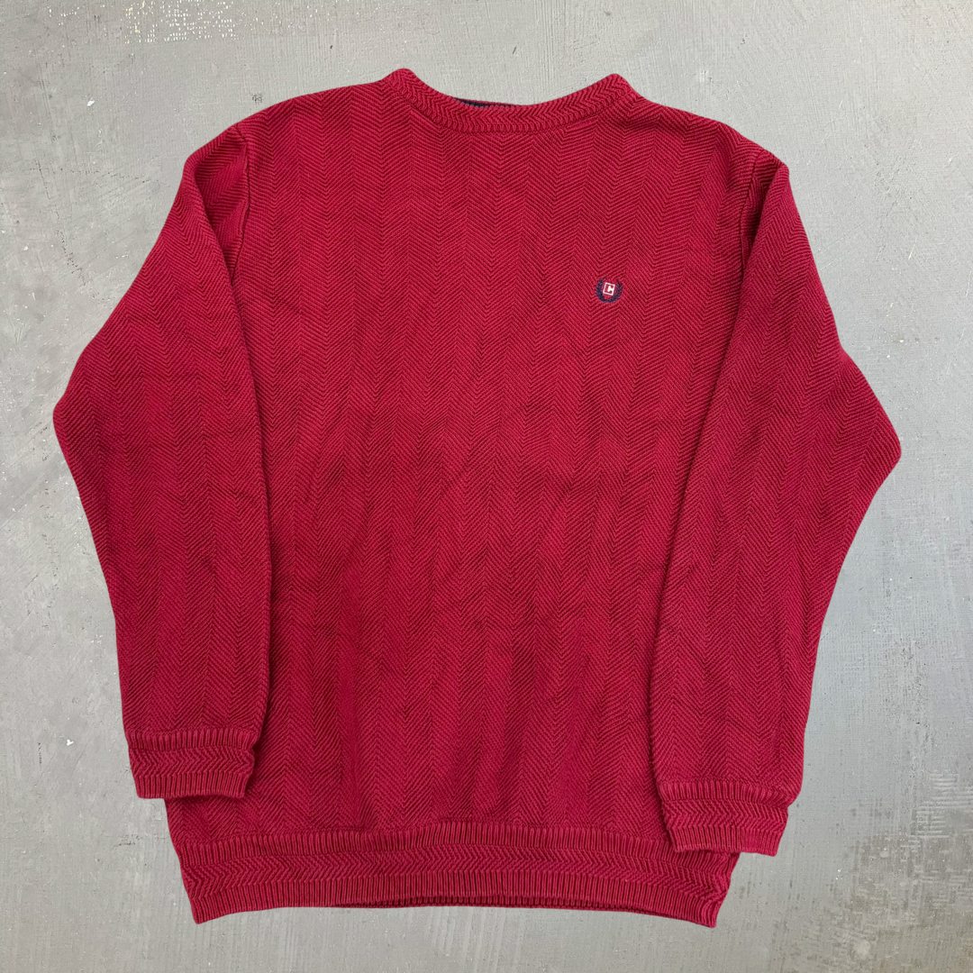 J- Vintage Chaps RL Embroidered Logo Red Knit Sweater - M