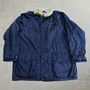 J- Vintage 90s Nike Embroidered Swoosh Sherpa Fleece Lined Zip Up Winter Jacket - L