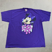 J- Vintage 90s Disney Minnie Mouse & Flowers Graphic Made In USA Tee - 2XL