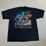 J- Vintage '95 Harley Davidson Nashville Graphic Made In USA Pocket Tee - L