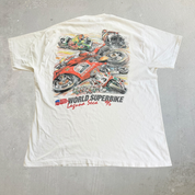 J- Vintage '96 World Super Bike Race Graphic Motorcycle Single Stitch Tee - XL