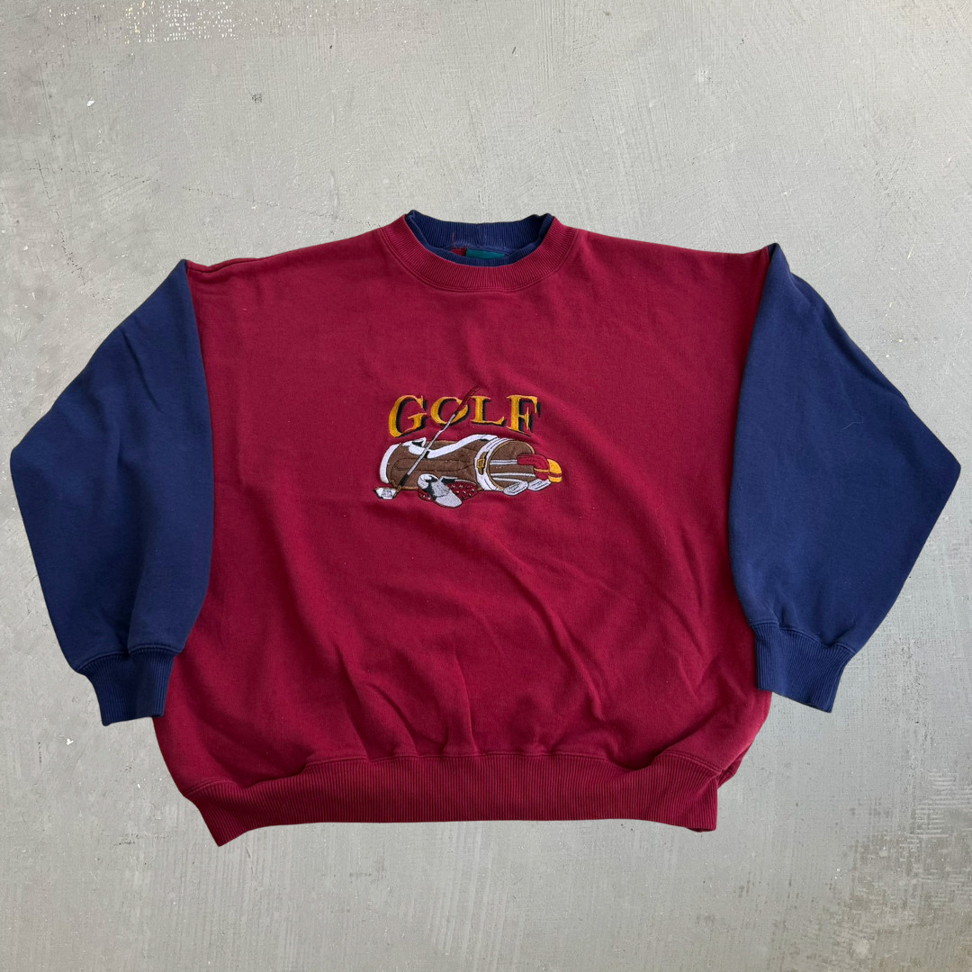 J- Vintage Claybrooke Sport Golf Embroidered Graphic Crewneck - XL