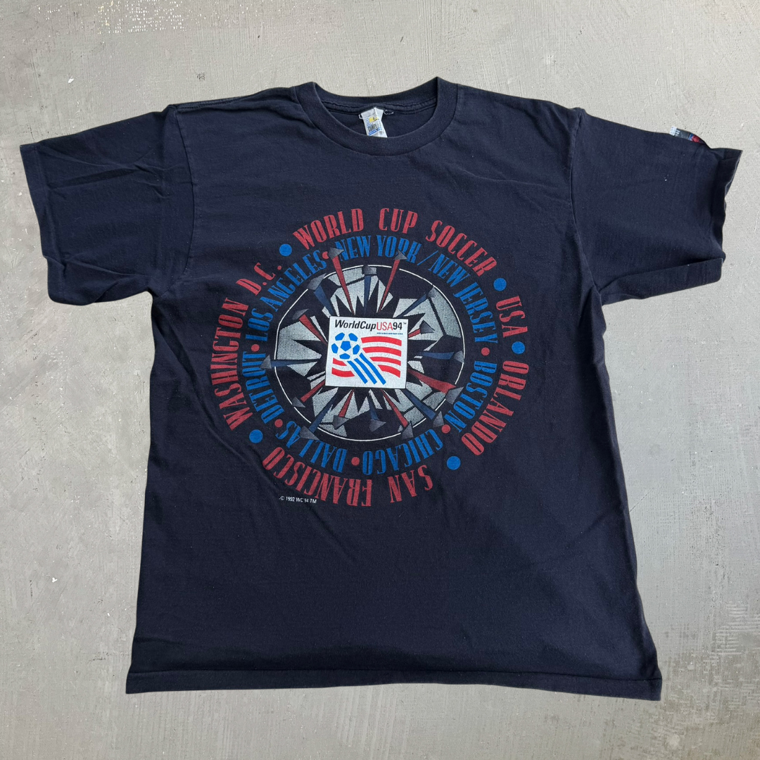 J- Vintage '94 World Cup USA Text Graphic Single Stitch Tee - L