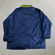 J- Vintage 90s Nike Embroidered Swoosh Sherpa Fleece Lined Zip Up Winter Jacket - L